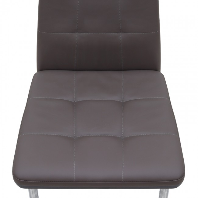 Rosa Megapap PU Leather dining chair in brown color with chrome metal leg 41x48x98cm.