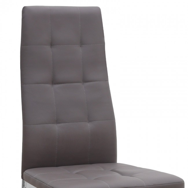 Rosa Megapap PU Leather dining chair in brown color with chrome metal leg 41x48x98cm.