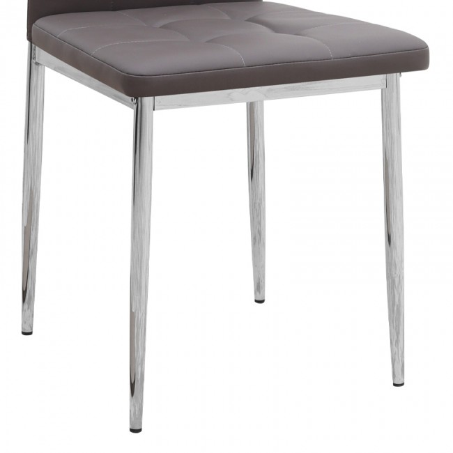 Rosa Megapap PU Leather dining chair in brown color with chrome metal leg 41x48x98cm.