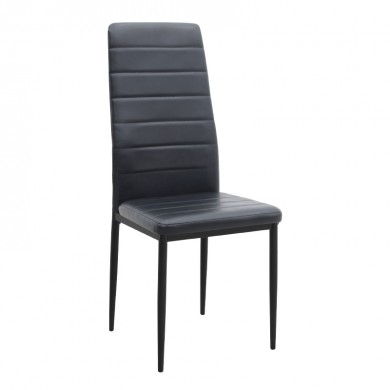 Rosa Megapap PU Leather dining chair in black color with black metal leg 40x52x96cm.