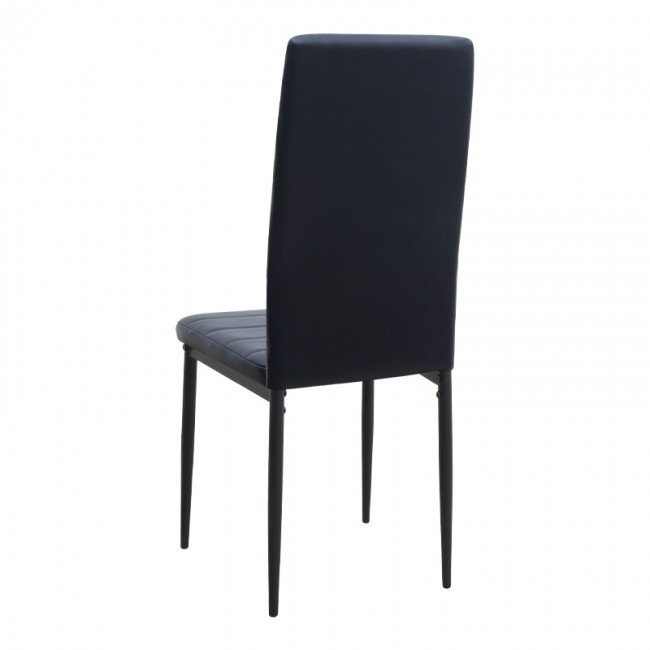 Rosa Megapap PU Leather dining chair in black color with black metal leg 40x52x96cm.