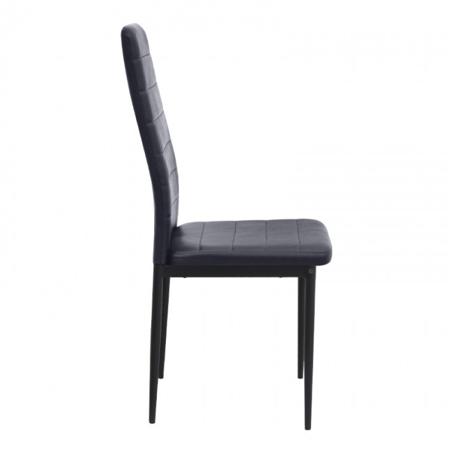 Rosa Megapap PU Leather dining chair in black color with black metal leg 40x52x96cm.