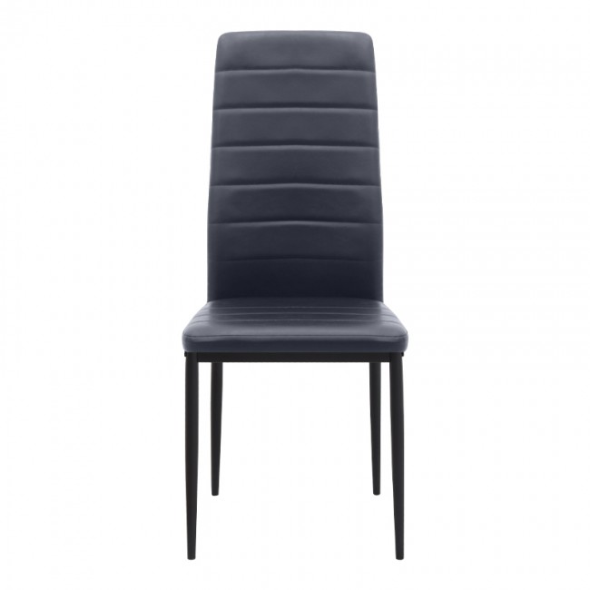 Rosa Megapap PU Leather dining chair in black color with black metal leg 40x52x96cm.