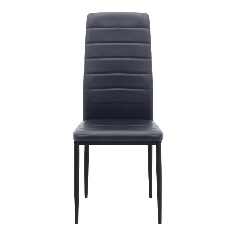 Rosa Megapap PU Leather dining chair in black color with black metal leg 40x52x96cm.
