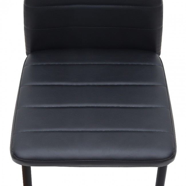Rosa Megapap PU Leather dining chair in black color with black metal leg 40x52x96cm.