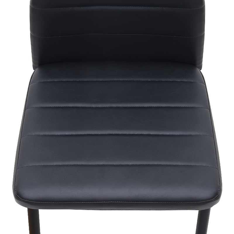 Rosa Megapap PU Leather dining chair in black color with black metal leg 40x52x96cm.