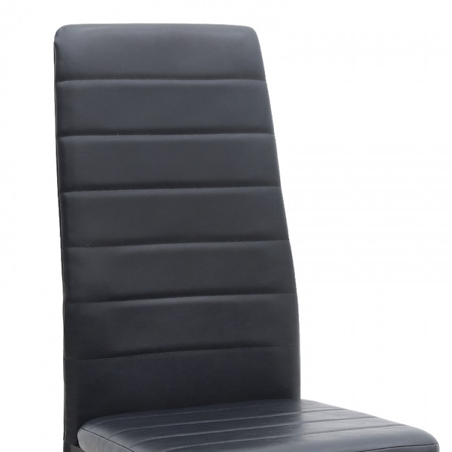 Rosa Megapap PU Leather dining chair in black color with black metal leg 40x52x96cm.