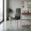 Rosa Megapap PU Leather dining chair in black color with chrome metal leg 41x48x98cm.