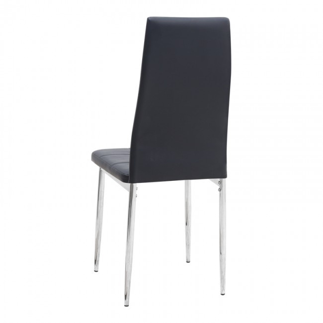 Rosa Megapap PU Leather dining chair in black color with chrome metal leg 41x48x98cm.