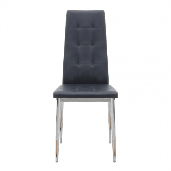Rosa Megapap PU Leather dining chair in black color with chrome metal leg 41x48x98cm.