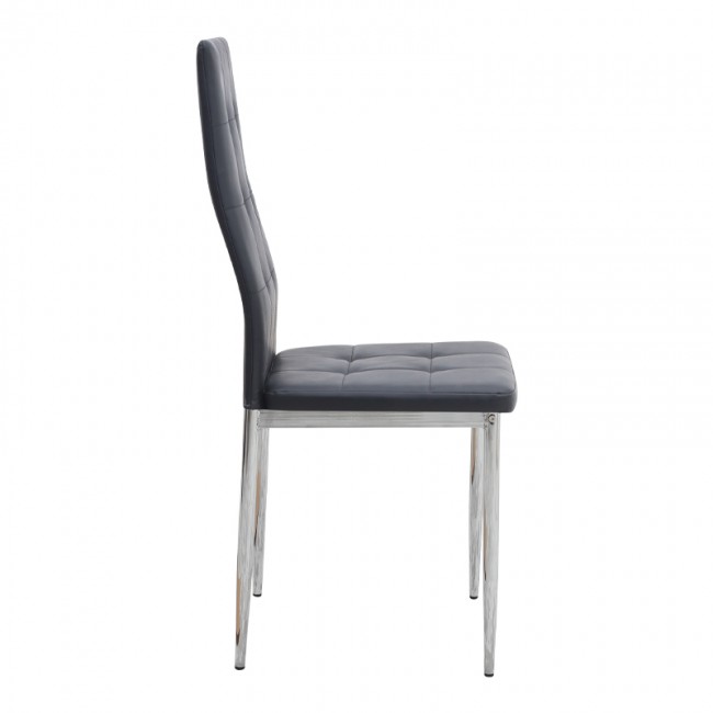 Rosa Megapap PU Leather dining chair in black color with chrome metal leg 41x48x98cm.