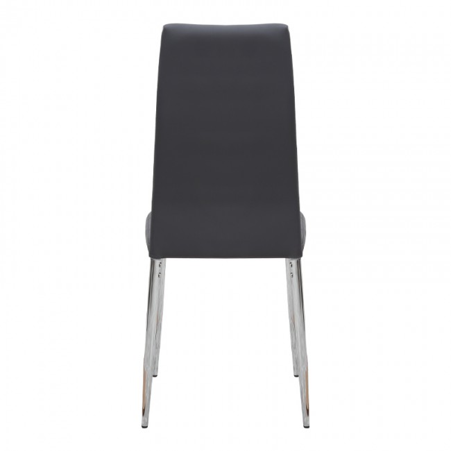 Rosa Megapap PU Leather dining chair in black color with chrome metal leg 41x48x98cm.