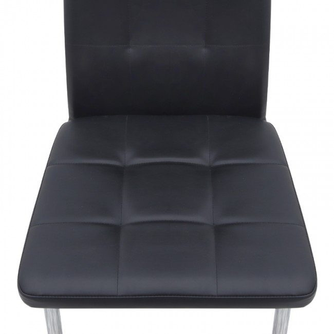 Rosa Megapap PU Leather dining chair in black color with chrome metal leg 41x48x98cm.