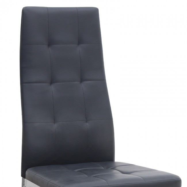 Rosa Megapap PU Leather dining chair in black color with chrome metal leg 41x48x98cm.