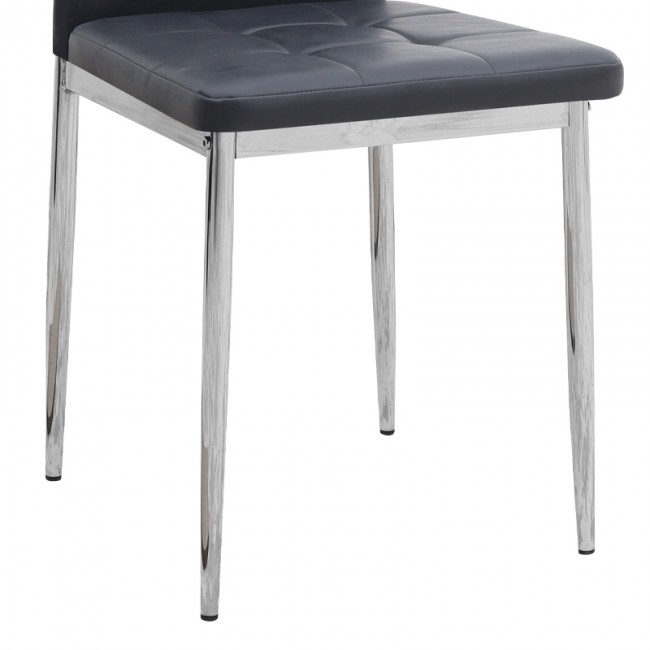 Rosa Megapap PU Leather dining chair in black color with chrome metal leg 41x48x98cm.