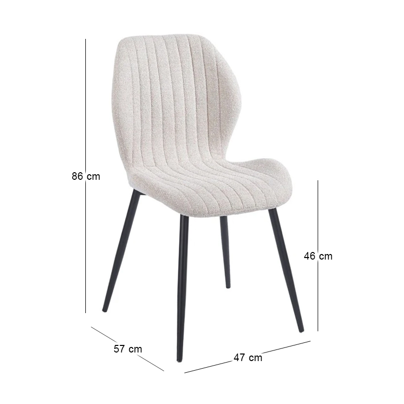 TANGO Chair Metal Black/Fabric Beige