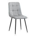 Tito Megapap velvet dining chair in light grey color with black metal legs 44x55x88cm.