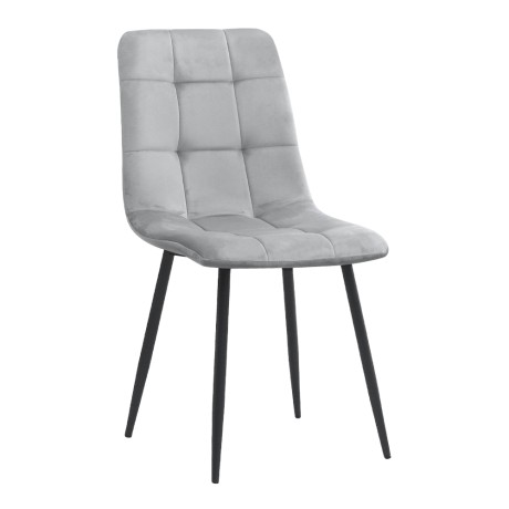 Tito Megapap velvet dining chair in light grey color with black metal legs 44x55x88cm.