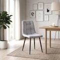 Tito Megapap velvet dining chair in light grey color with black metal legs 44x55x88cm.