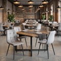 Tito Megapap velvet dining chair in light grey color with black metal legs 44x55x88cm.