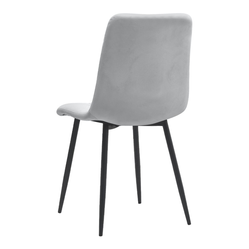 Tito Megapap velvet dining chair in light grey color with black metal legs 44x55x88cm.