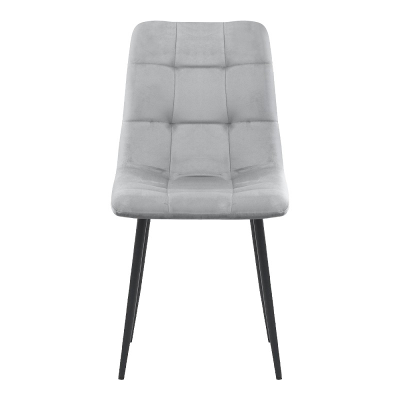 Tito Megapap velvet dining chair in light grey color with black metal legs 44x55x88cm.
