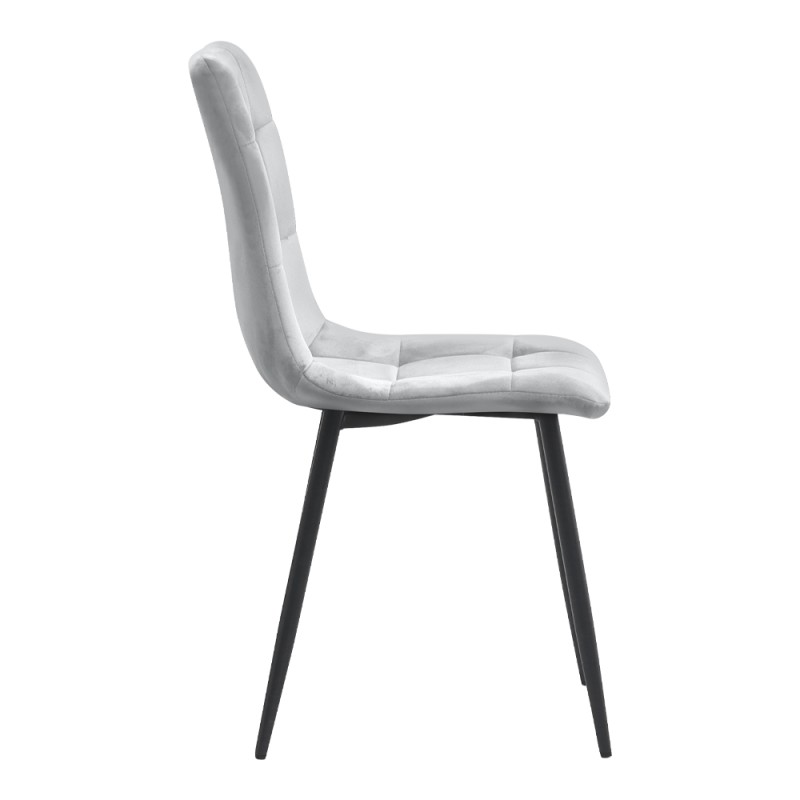 Tito Megapap velvet dining chair in light grey color with black metal legs 44x55x88cm.