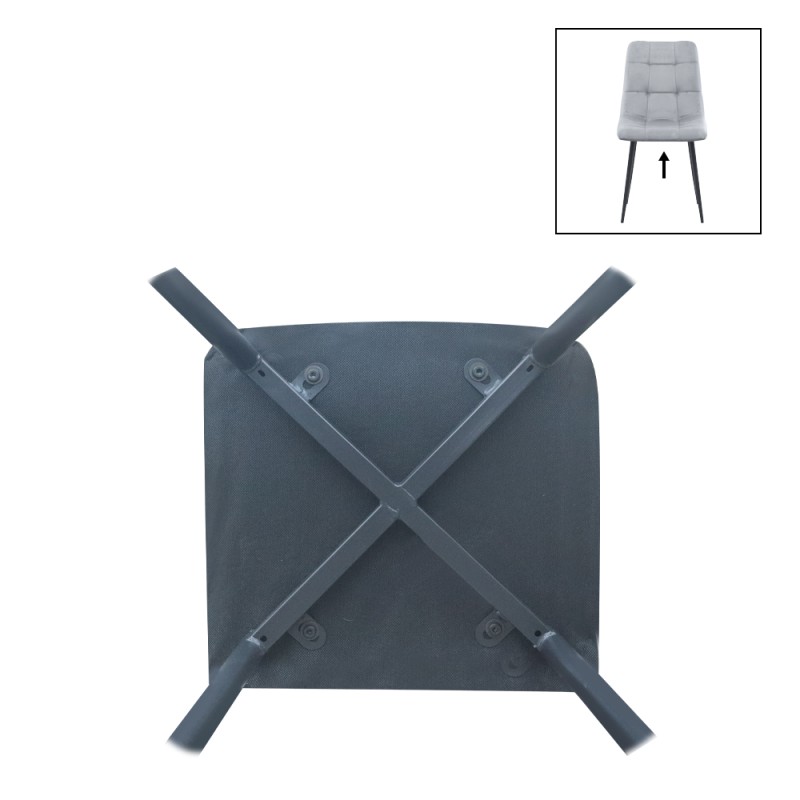 Tito Megapap velvet dining chair in light grey color with black metal legs 44x55x88cm.