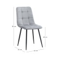 Tito Megapap velvet dining chair in light grey color with black metal legs 44x55x88cm.