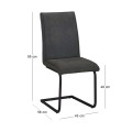 TORY Chair Black Metal/Suede Dark Grey Fabric