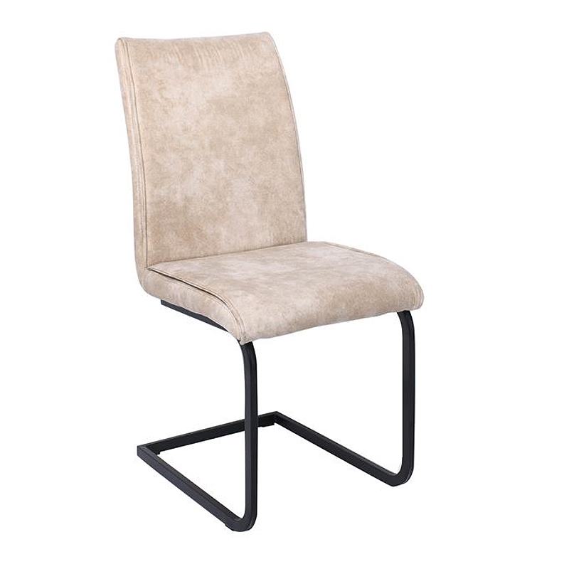 TORY Chair Black Metal/Suede Beige Fabric