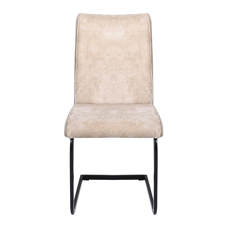 TORY Chair Black Metal/Suede Beige Fabric