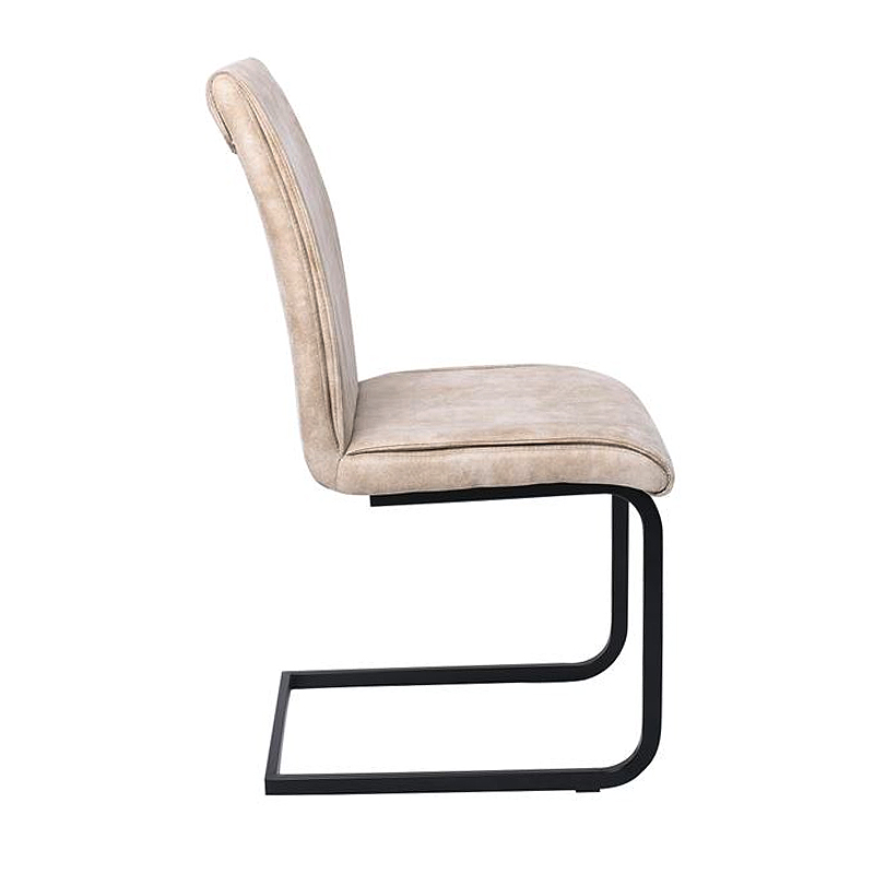 TORY Chair Black Metal/Suede Beige Fabric