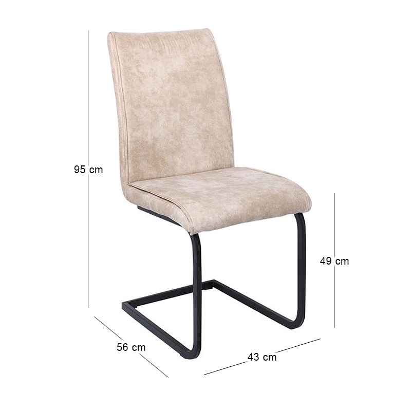 TORY Chair Black Metal/Suede Beige Fabric