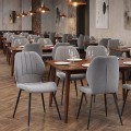 Valena Megapap fabric dining chair in elephant grey color with black metal legs 48x58x87cm.