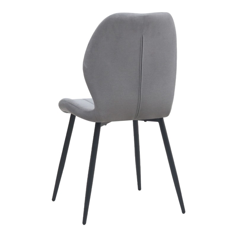Valena Megapap fabric dining chair in elephant grey color with black metal legs 48x58x87cm.