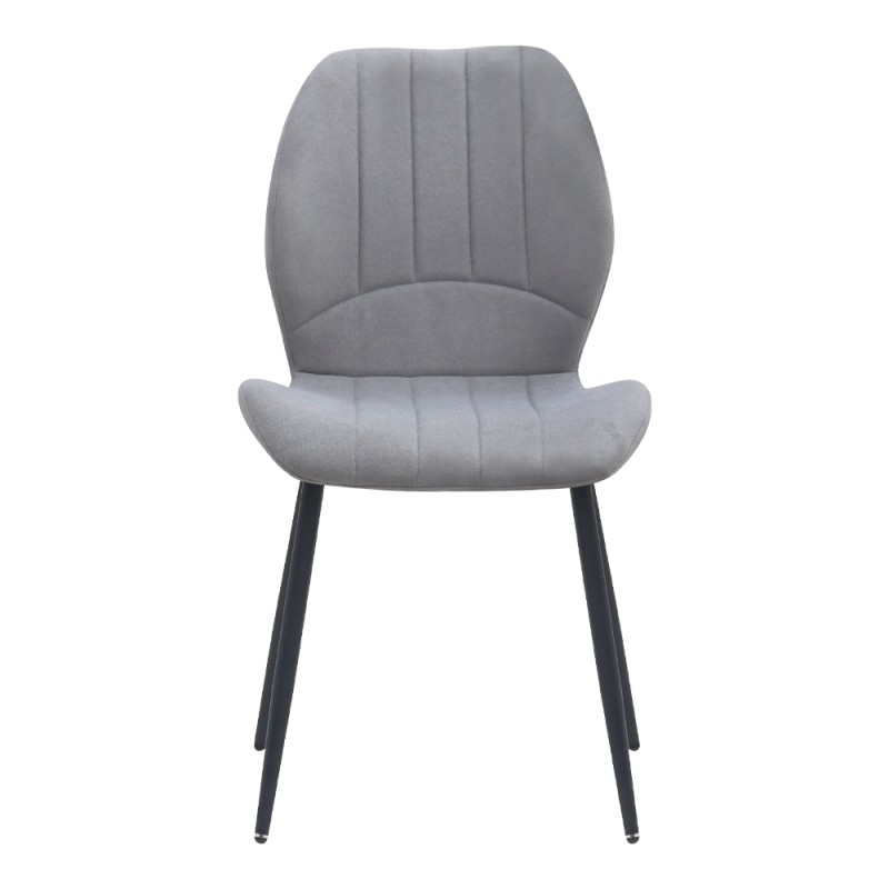 Valena Megapap fabric dining chair in elephant grey color with black metal legs 48x58x87cm.
