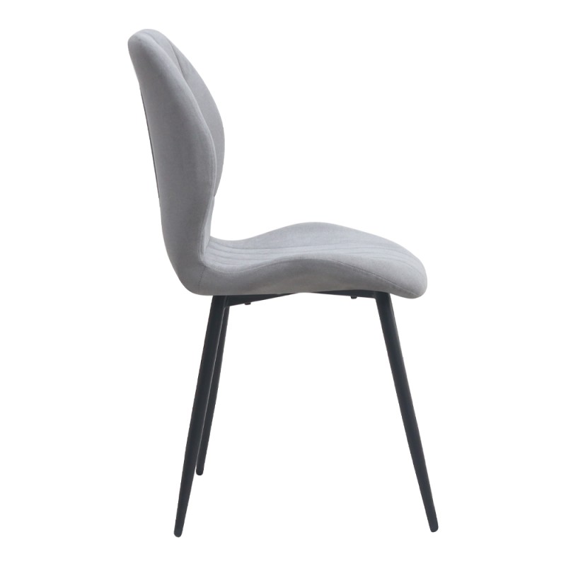 Valena Megapap fabric dining chair in elephant grey color with black metal legs 48x58x87cm.