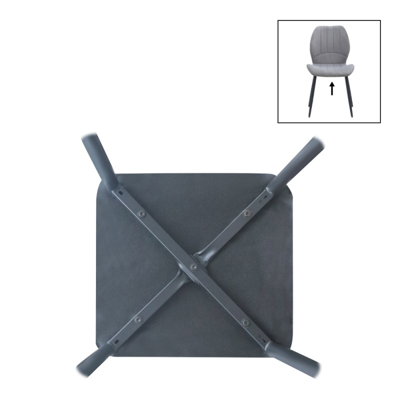 Valena Megapap fabric dining chair in elephant grey color with black metal legs 48x58x87cm.