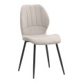 Valena Megapap fabric dining chair in cream color with black metal legs 48x58x87cm.