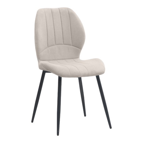 Valena Megapap fabric dining chair in cream color with black metal legs 48x58x87cm.