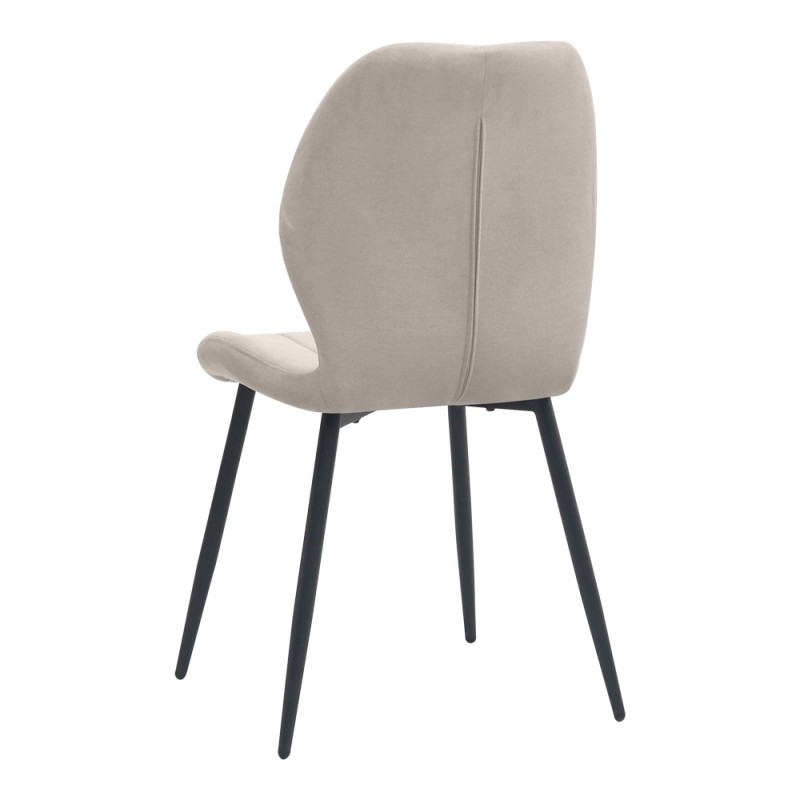 Valena Megapap fabric dining chair in cream color with black metal legs 48x58x87cm.