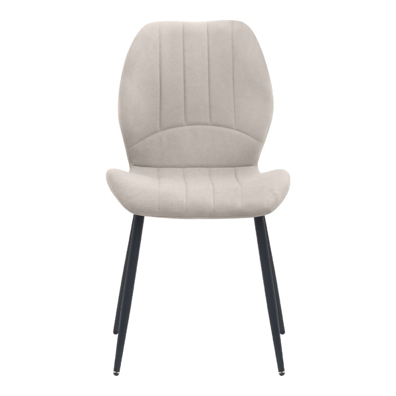 Valena Megapap fabric dining chair in cream color with black metal legs 48x58x87cm.