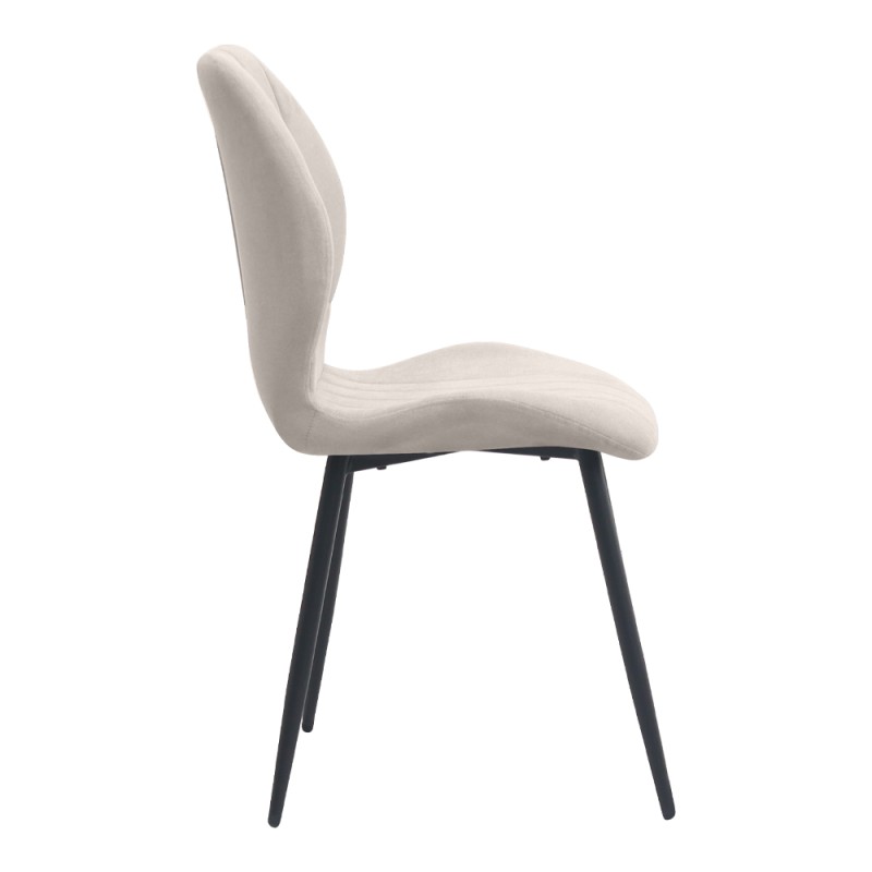 Valena Megapap fabric dining chair in cream color with black metal legs 48x58x87cm.