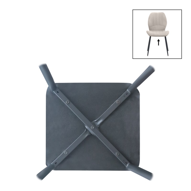 Valena Megapap fabric dining chair in cream color with black metal legs 48x58x87cm.