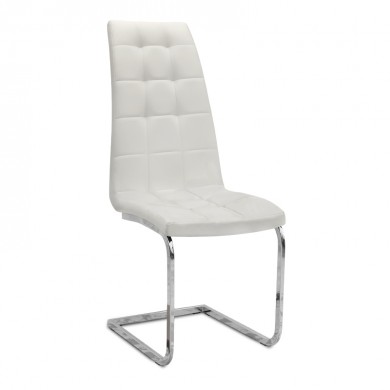 Vela Megapap PU Leather dining chair in white color with chrome base 41x61x107cm.