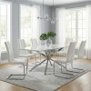 Vela Megapap PU Leather dining chair in white color with chrome base 41x61x107cm.