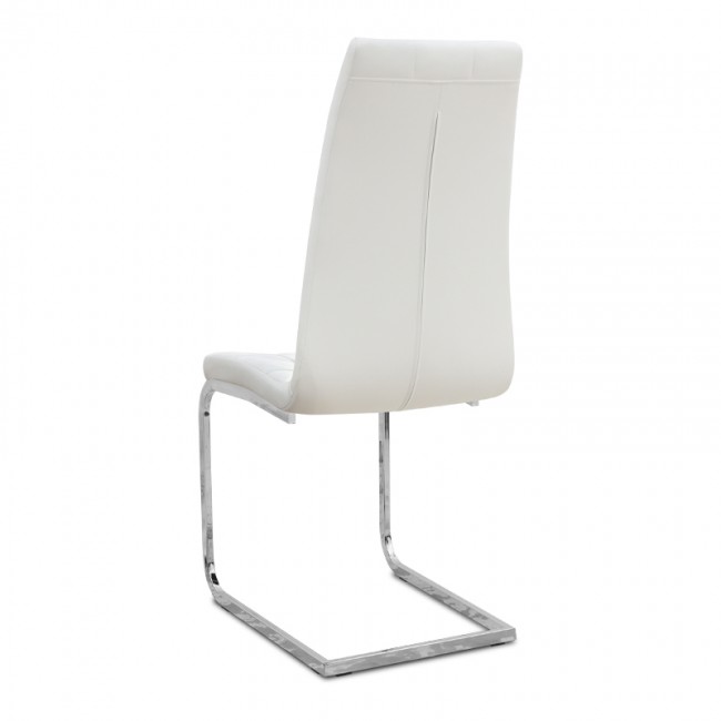 Vela Megapap PU Leather dining chair in white color with chrome base 41x61x107cm.