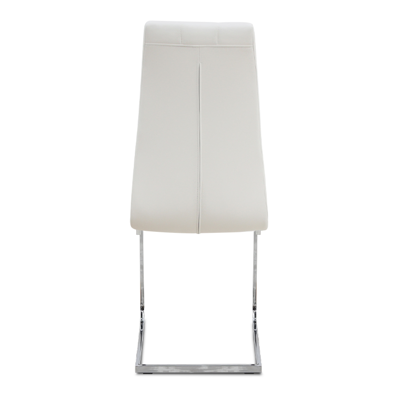 Vela Megapap PU Leather dining chair in white color with chrome base 41x61x107cm.