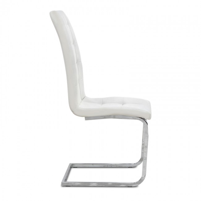 Vela Megapap PU Leather dining chair in white color with chrome base 41x61x107cm.